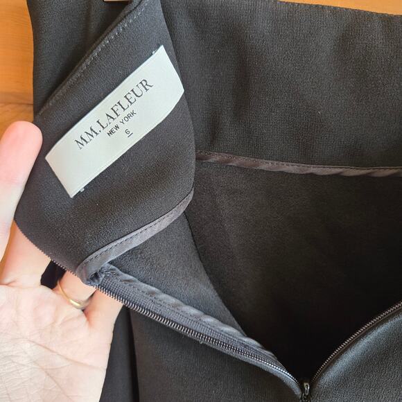 M.M Lafleur Bushwick Skirt Black 6 Flowy Fit Flare Back Zip Work Business Bottom - Picture 4 of 6